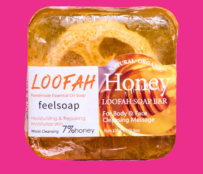 Luxurious Loofah Soap Bar - Honey
